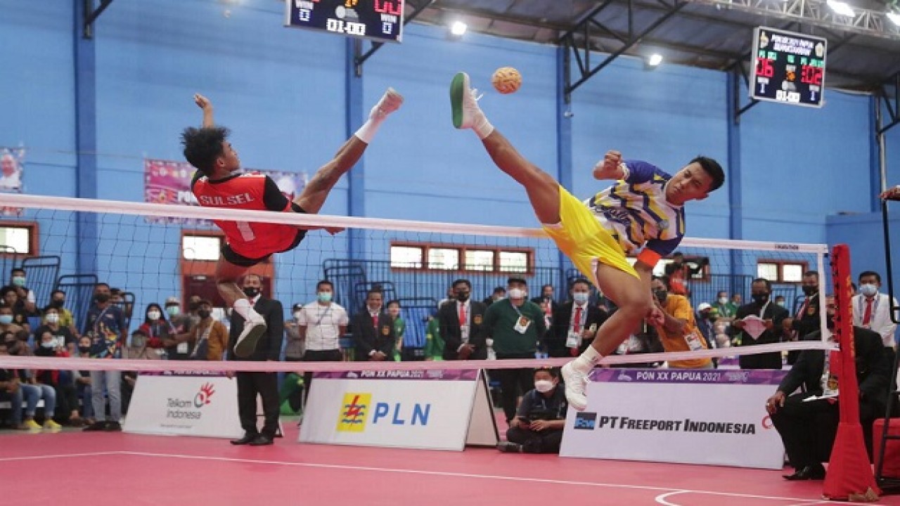 Pertandingan sepak takraw di PON XX Papua