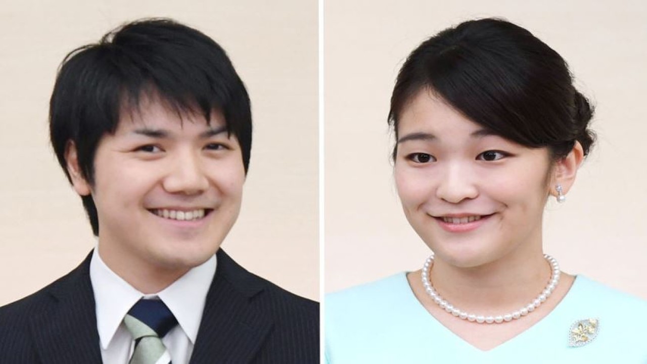 Putri Mako dan pacarnya Kei Komuro. (Kyodo)