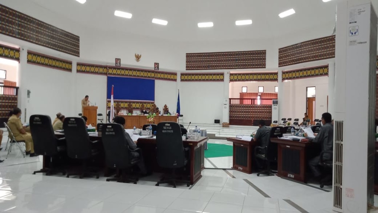 Rapat Paripurna DPRD Kabupaten Manggarai Timur,NTT dengan agenda penyampaian penjelasan bupati Manggarai Timur terkait RAPBD Perubahan Kabupaten Manggarai Timur tahun 2021.(Foto:Istimewa)
