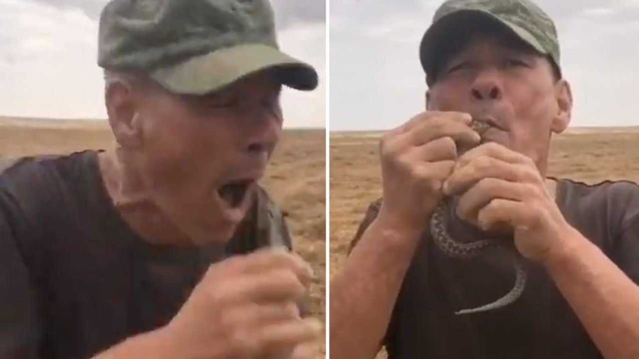 Aksi petani yang lidahnya digigit ular berbisa. (Al Arabiya)