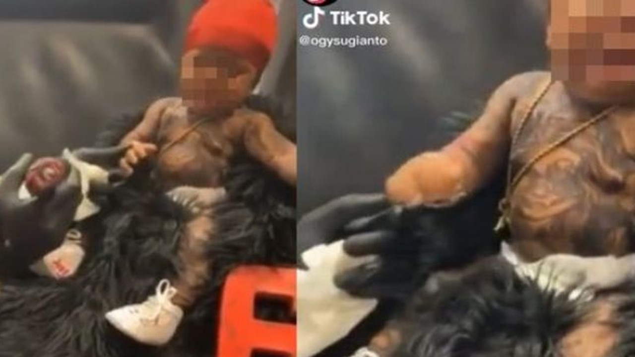 Bayi Menangis Sekujur Tubuh di Tato. (TikTok)