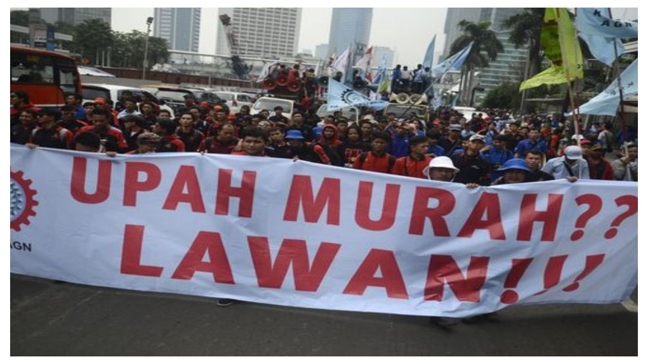 Ilustrasi aksi unjuk rasa buruh memprotes upah murah/ist
