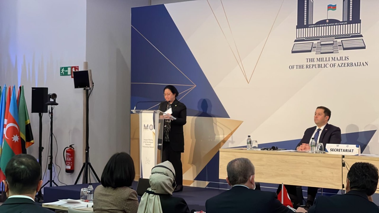 Ketua DPR RI Puan Maharani di acara inagurasi pembentukan Parliamentary Network of Non-Aligned Movement (NAM).