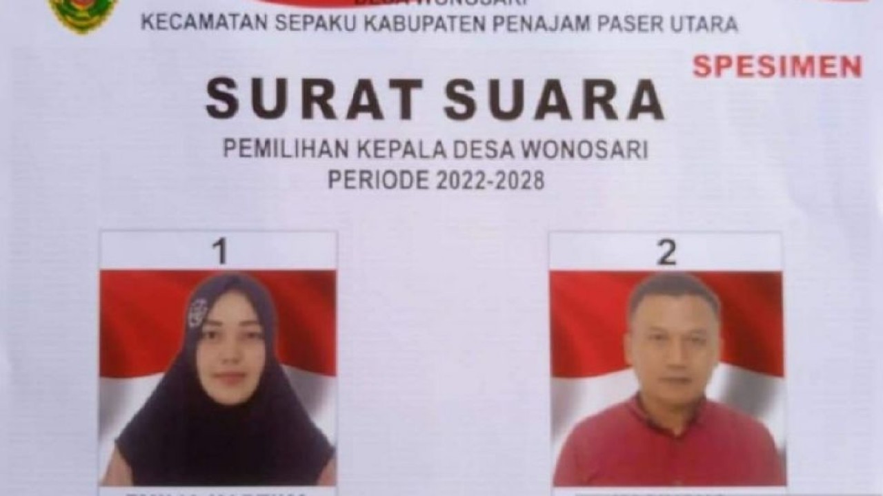 Pasangan suami istri Emilia (kiri) dan suaminya Kasiyono bertarung di Pilkades Wonosari PPU Kaltim/ist