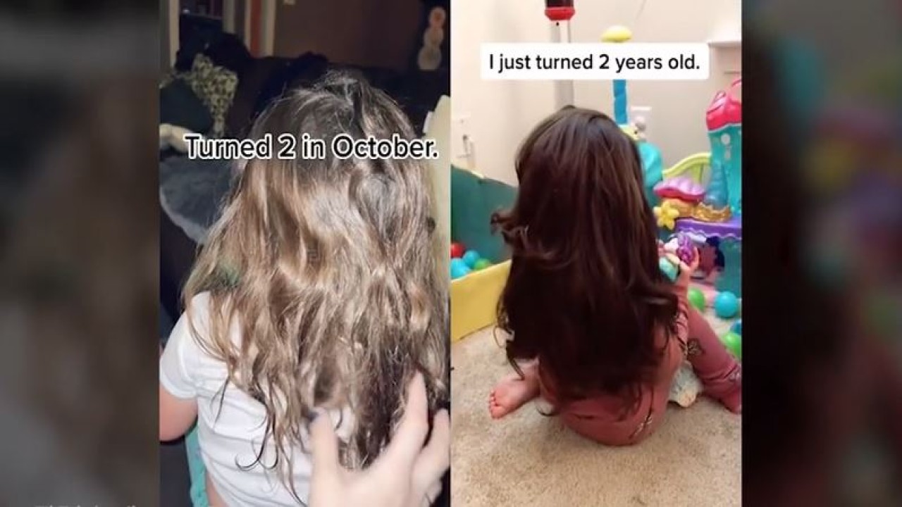 Aubree memiliki rambut tebal ikal hingga sepinggang. (Tangkapan layar TikTok @Babyahair)