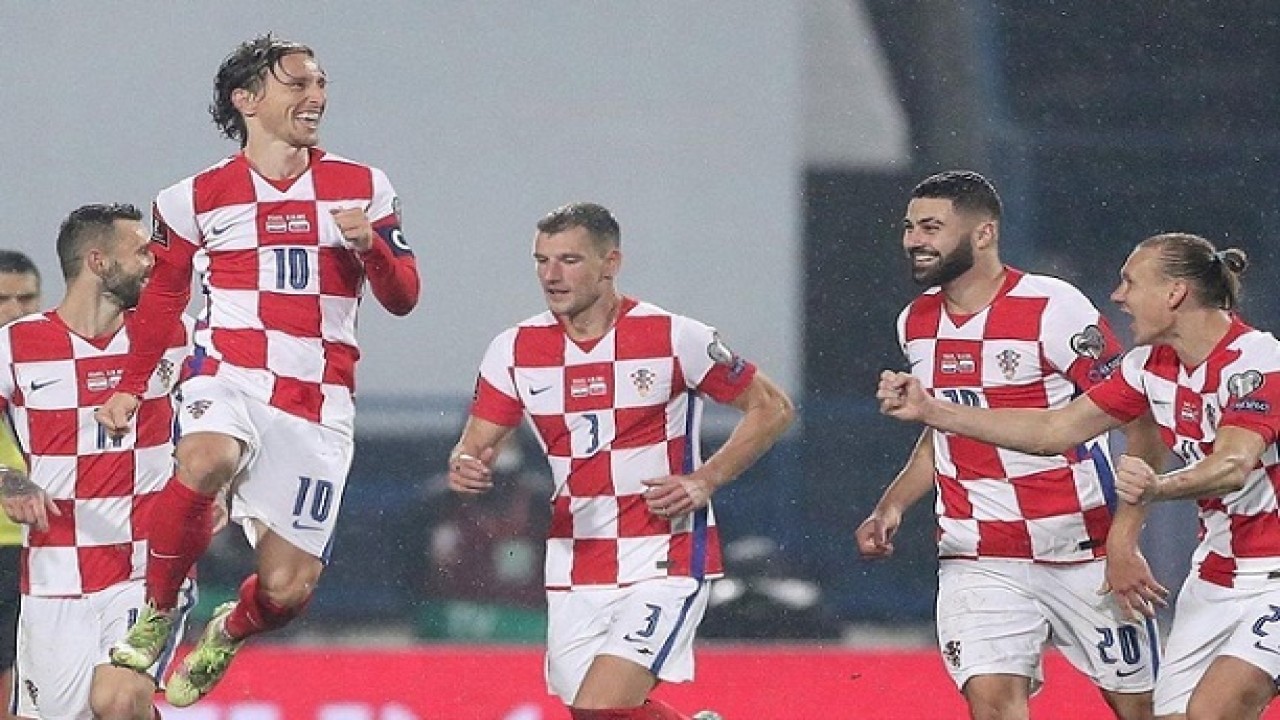 Selebrasi tim Kroasia