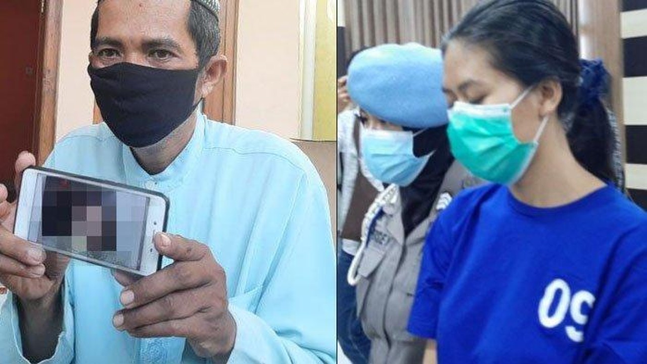 Pelaku (kanan) dan ayah korban (kiri). (Surya)