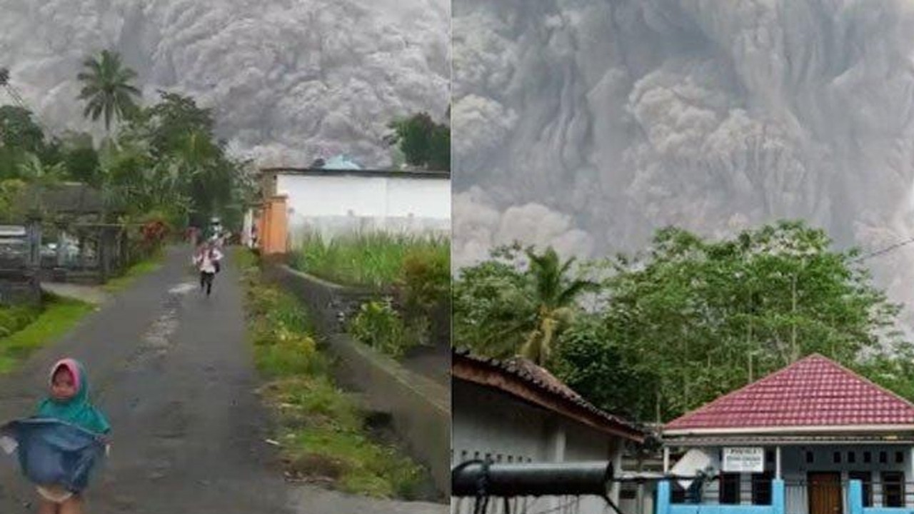 Gunung Semeru Meletus, Warga Sekitar Panik.(Capture Video)
