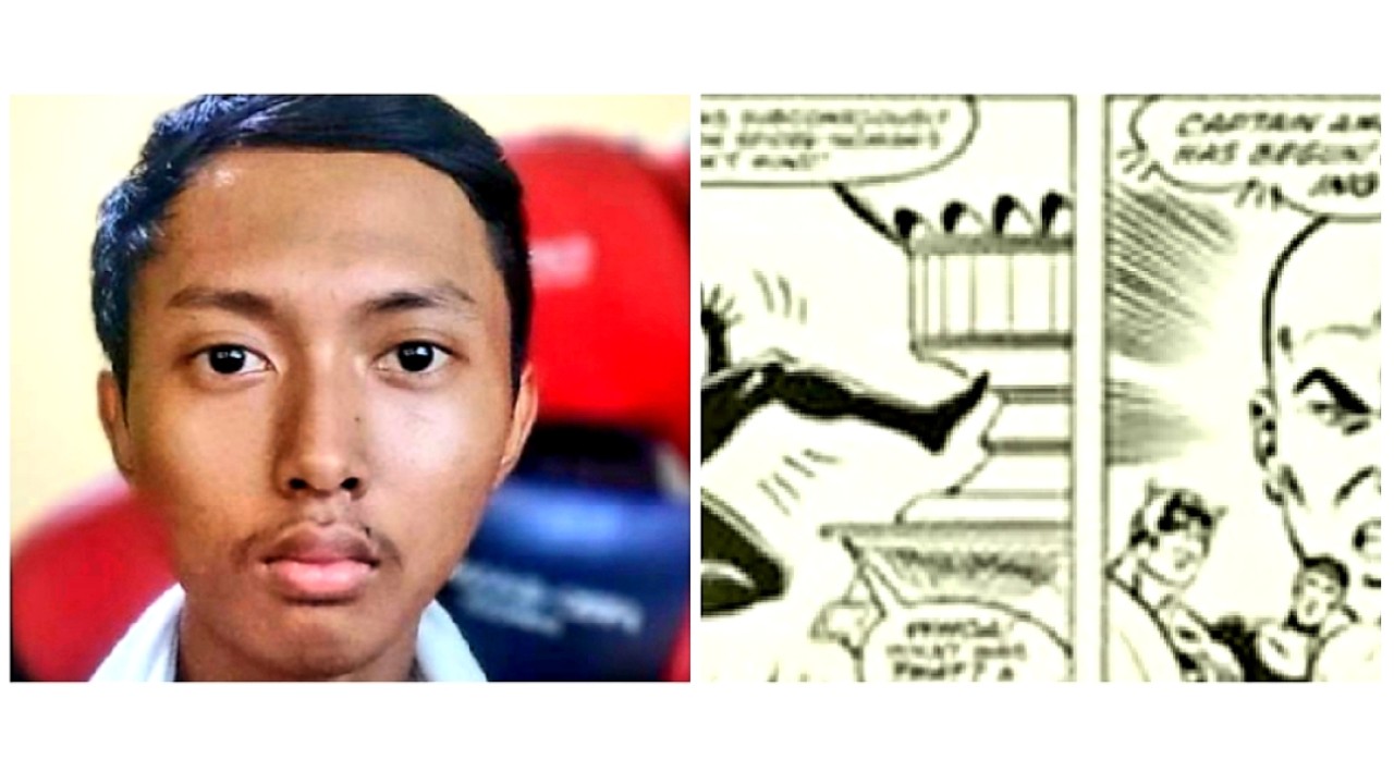 Kolase Ghozali Everyday dan selembar komik Spiderman. (net)