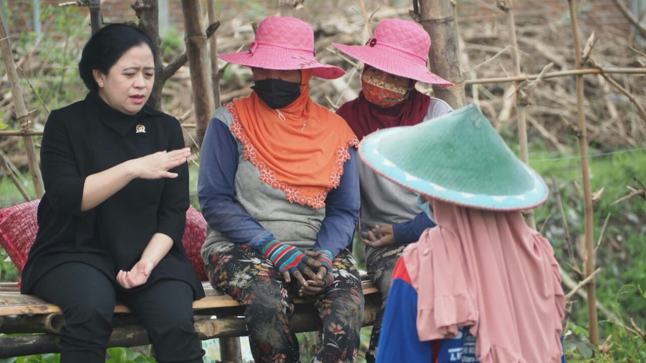 Ketua DPR RI Puan Maharani saat berbincang dengan petani.