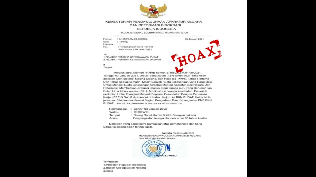 Surat palsu pengangkatan guru honorer menjadi PNS.