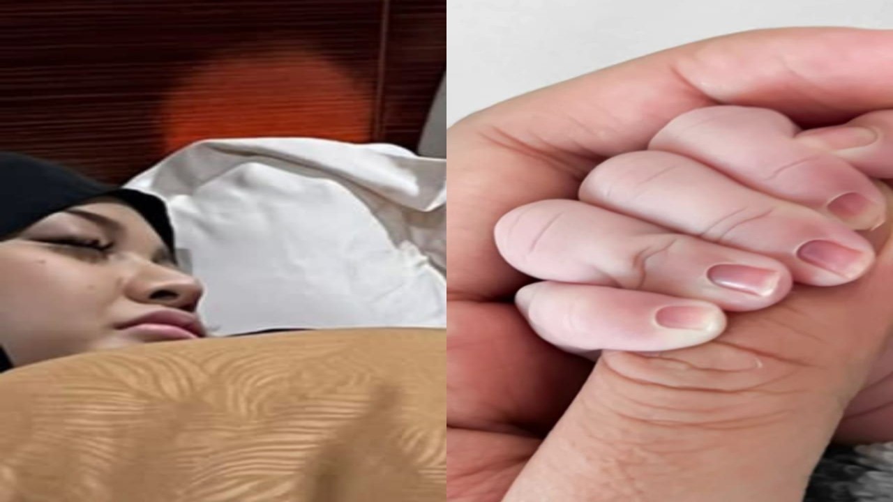 Aurel Hermansyah (kiri) dan foto tangan Baby A menggenggam tangan Atta Halilintar/ist