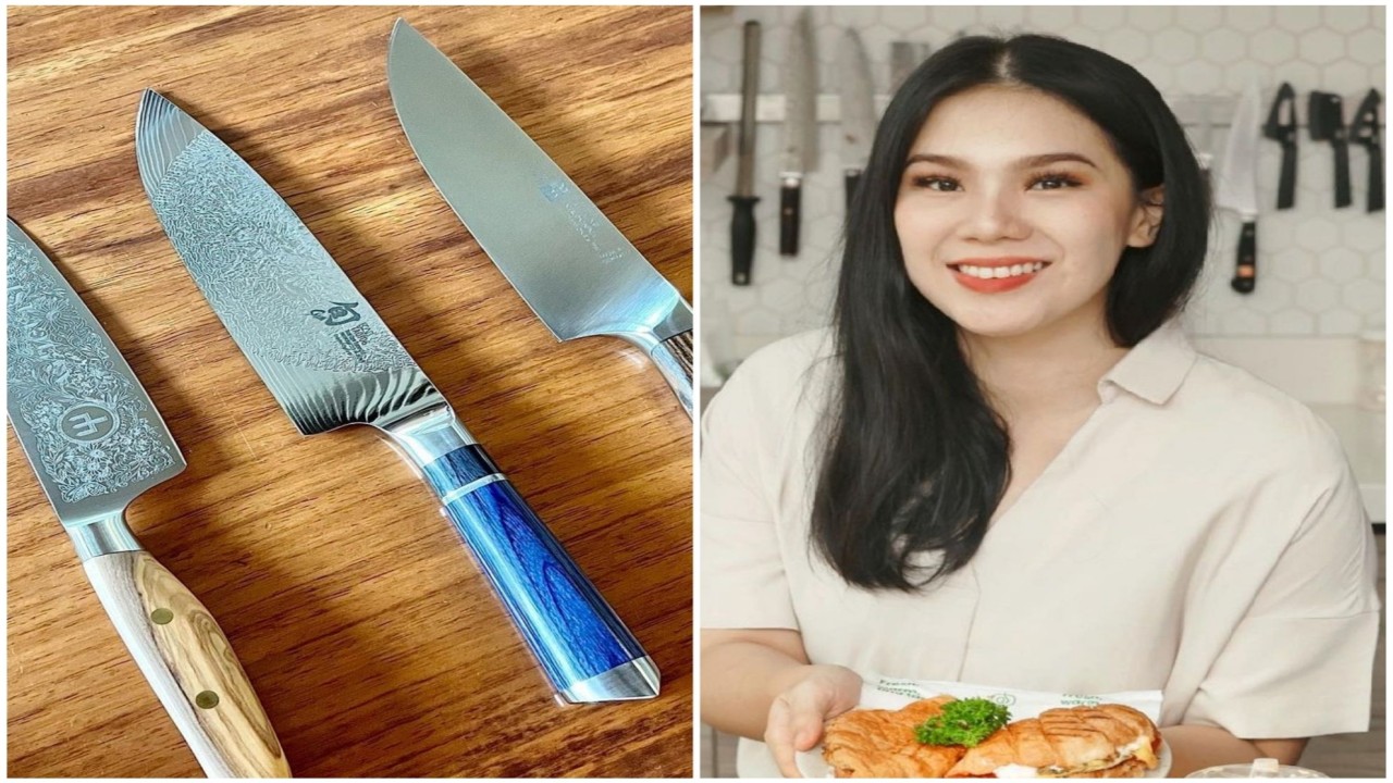Chef Devina Hermawan dan pisau mewahnya/ist