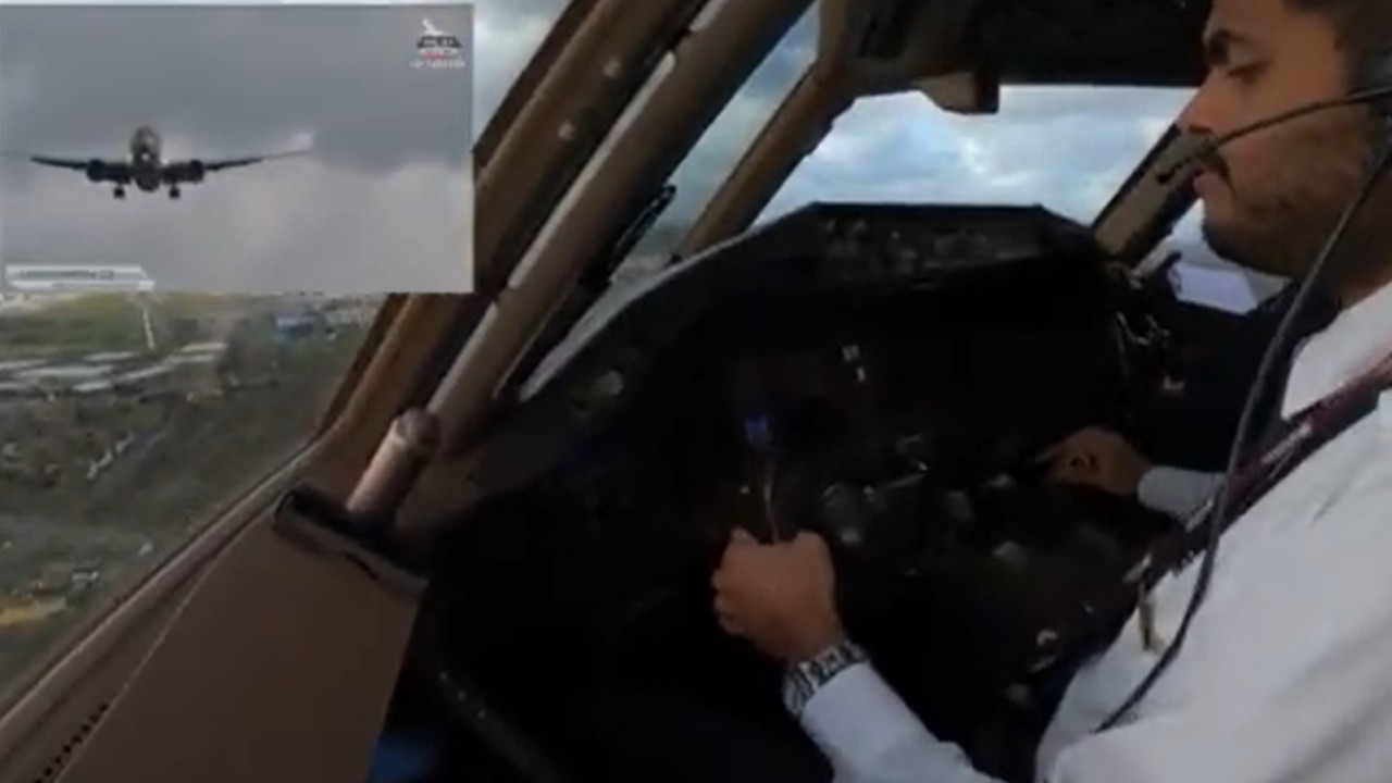 Kapten pesawat membagikan rekaman video suasana terkini saat melawan badai eunice untuk mendarat/ist