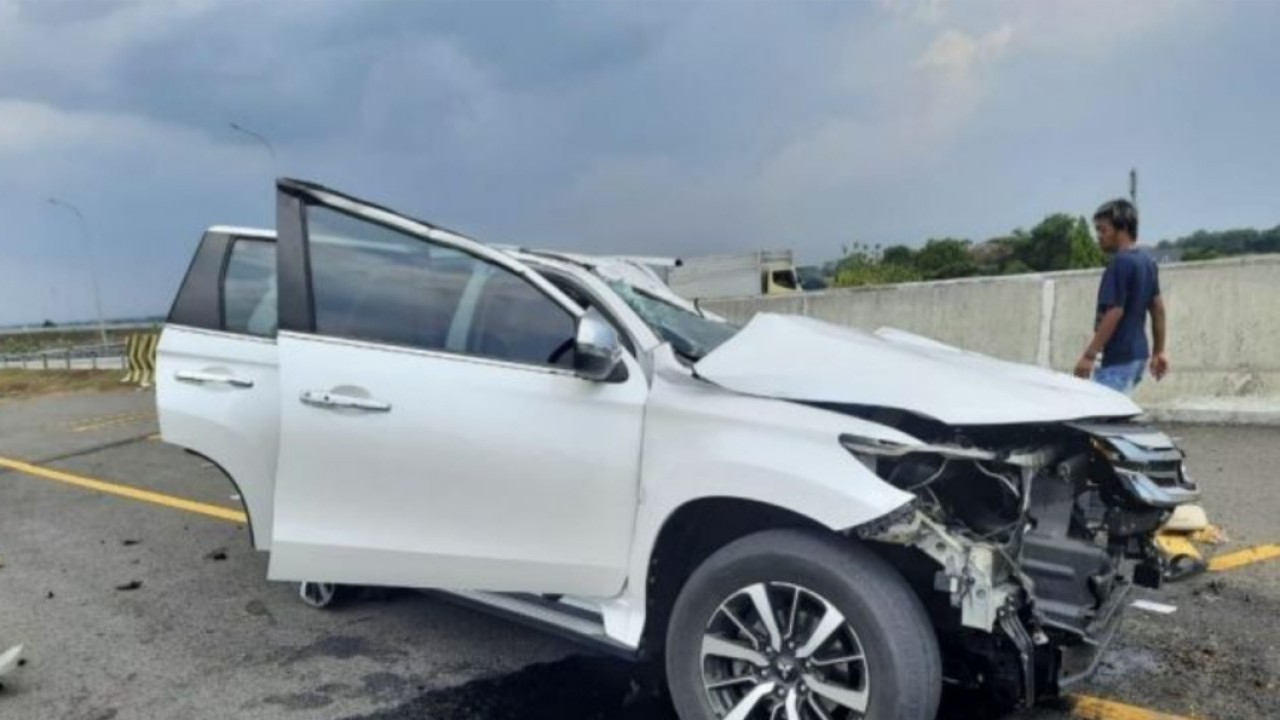 Mobil Vanessa Angel usai alami kecelakaan. (net)