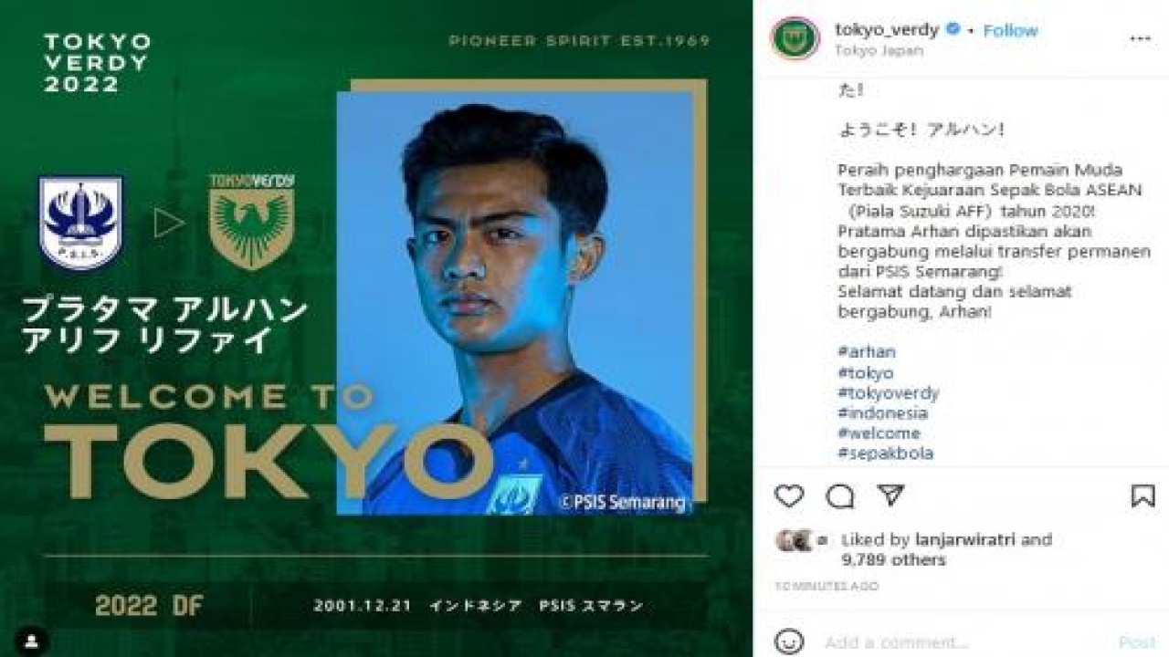Pratama Arhan gabung Tokyo Verdy