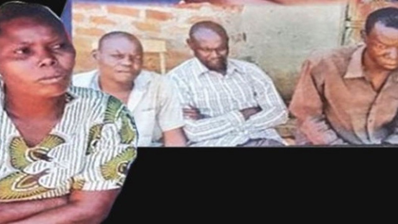 Ann Grace Aguti (kiri) bersama ketiga suaminya/ist