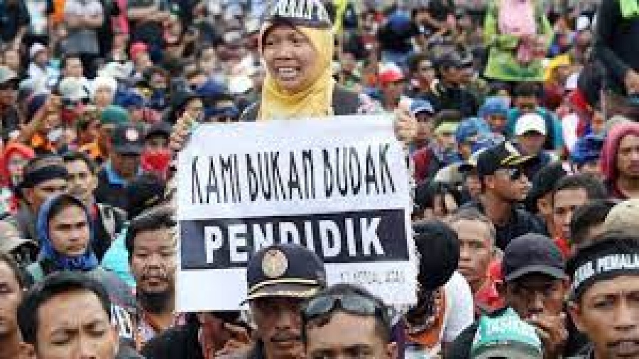 Ilustrasi aksi unjuk rasa para guru honorer menuntut kenaikan gaji/ist