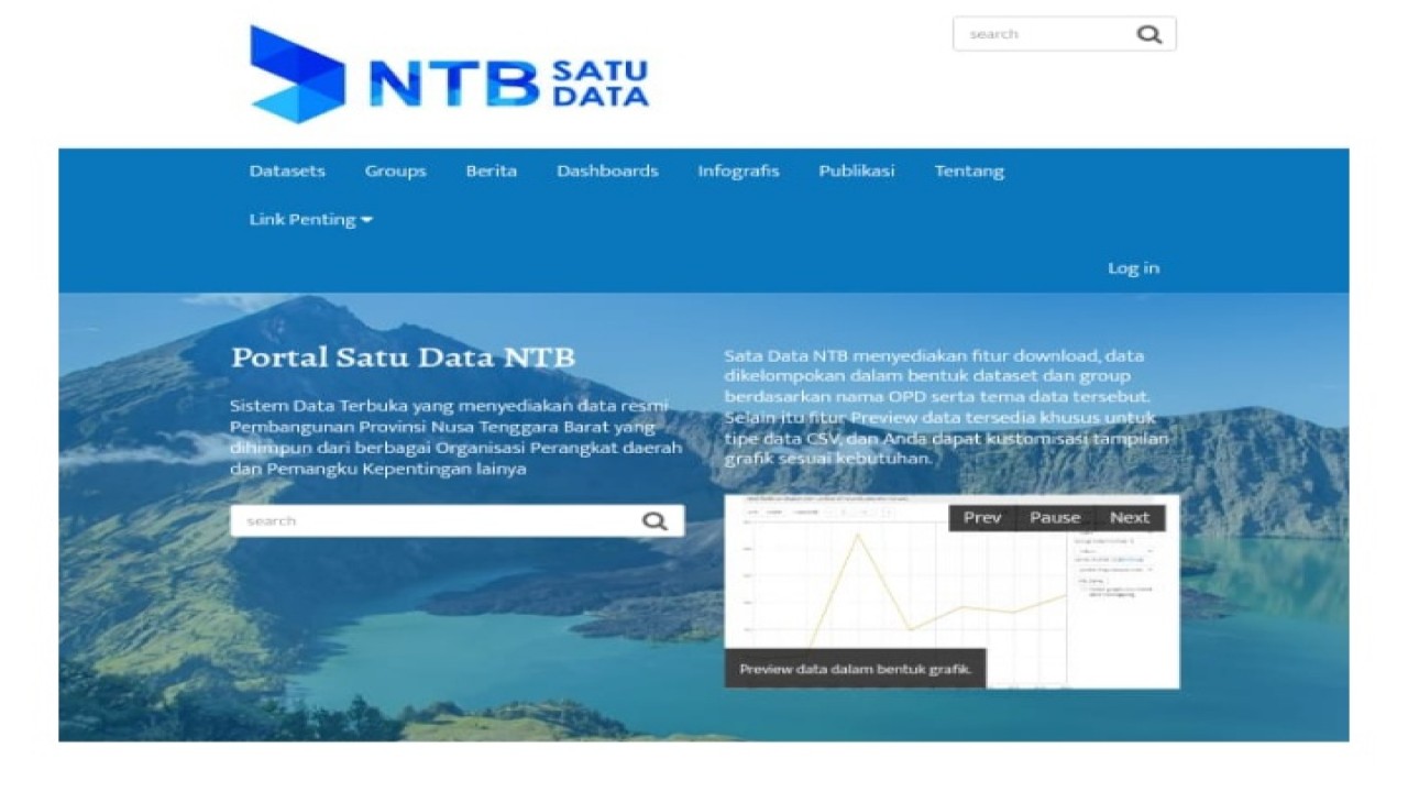 Tampilan website Portal NTB Satu Data. Foto (Humas Kominfo NTB)