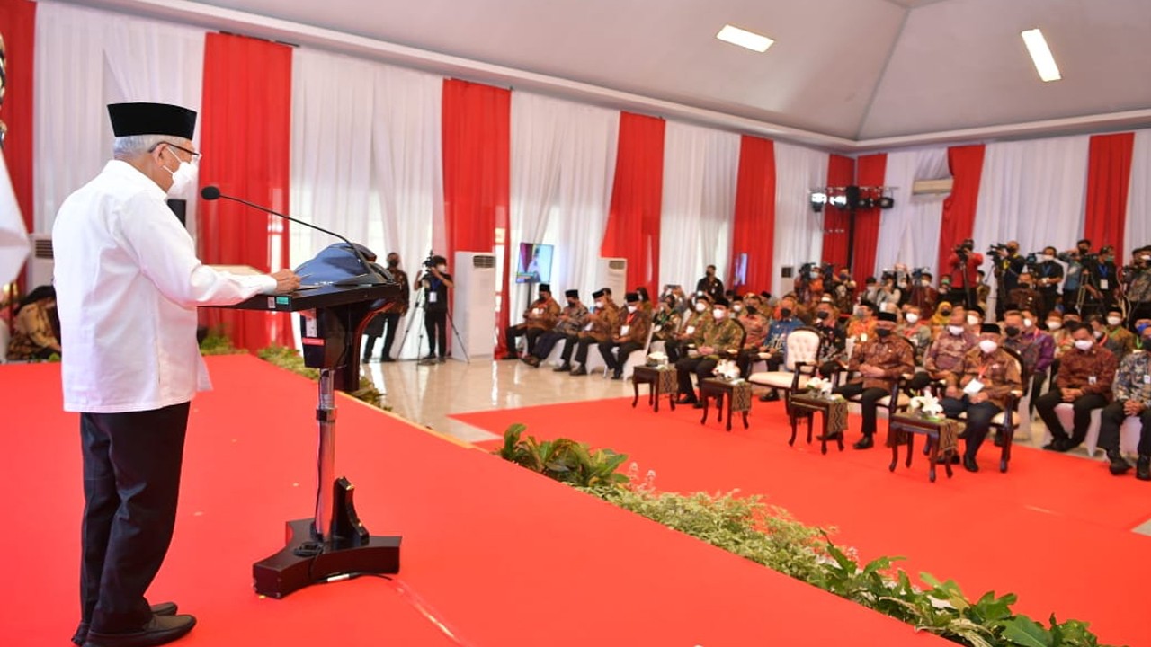 Wapres K.H. Ma'ruf Amin saat meresmikan Bank Wakaf Mikro