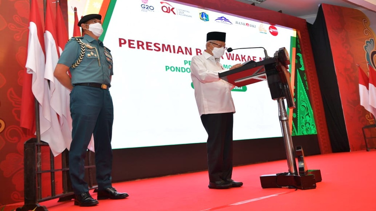 Wapres K.H. Ma'ruf Amin dalam acara peresmian Bank Wakaf Mikro(wapresri.go.id)