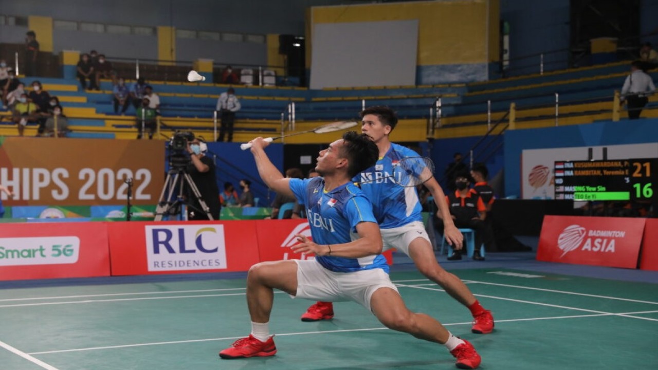 Pasangan ganda putra Indonesia Pramudya/Yeremia