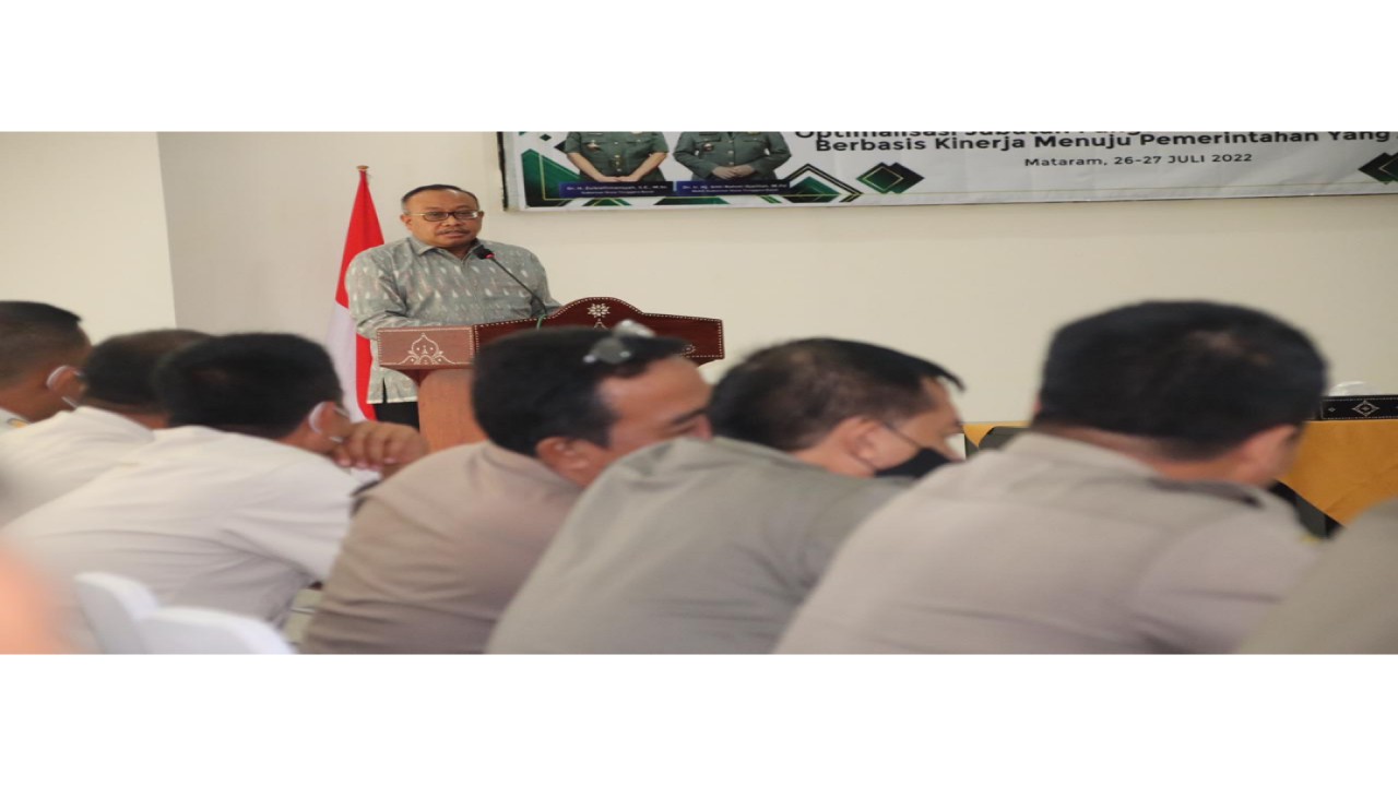 Puluhan Satpol PP se-NTB mengikuti kegiatan Bimtek di Ruang Meeting Wisma Tambora BPSDM NTB, pada Selasa (26/7/2022). Foto (Istimewa)