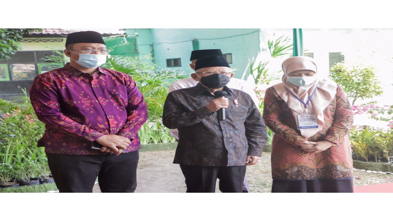 Wakil Presiden Indonesia, KH Ma'ruf Amin memuji konsistensi Gubernur NTB Zulkiflimansyah yang memiliki perhatian besar pada pengembangan Sumber Daya Manusia ( SDM) masyarakat. Foto (Istimewa)