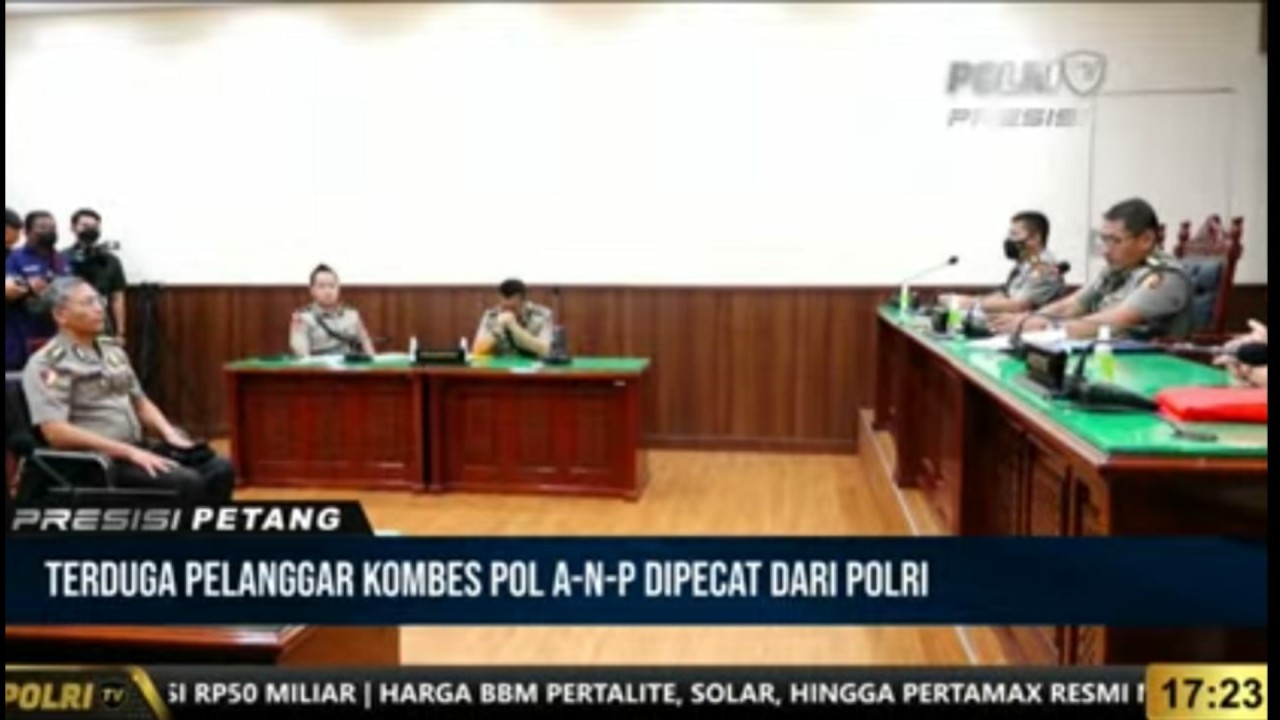 Kombes Agus Nurpatria saat menyatakan banding terhadap putusan PTDH dari Polri. (Polri TV)