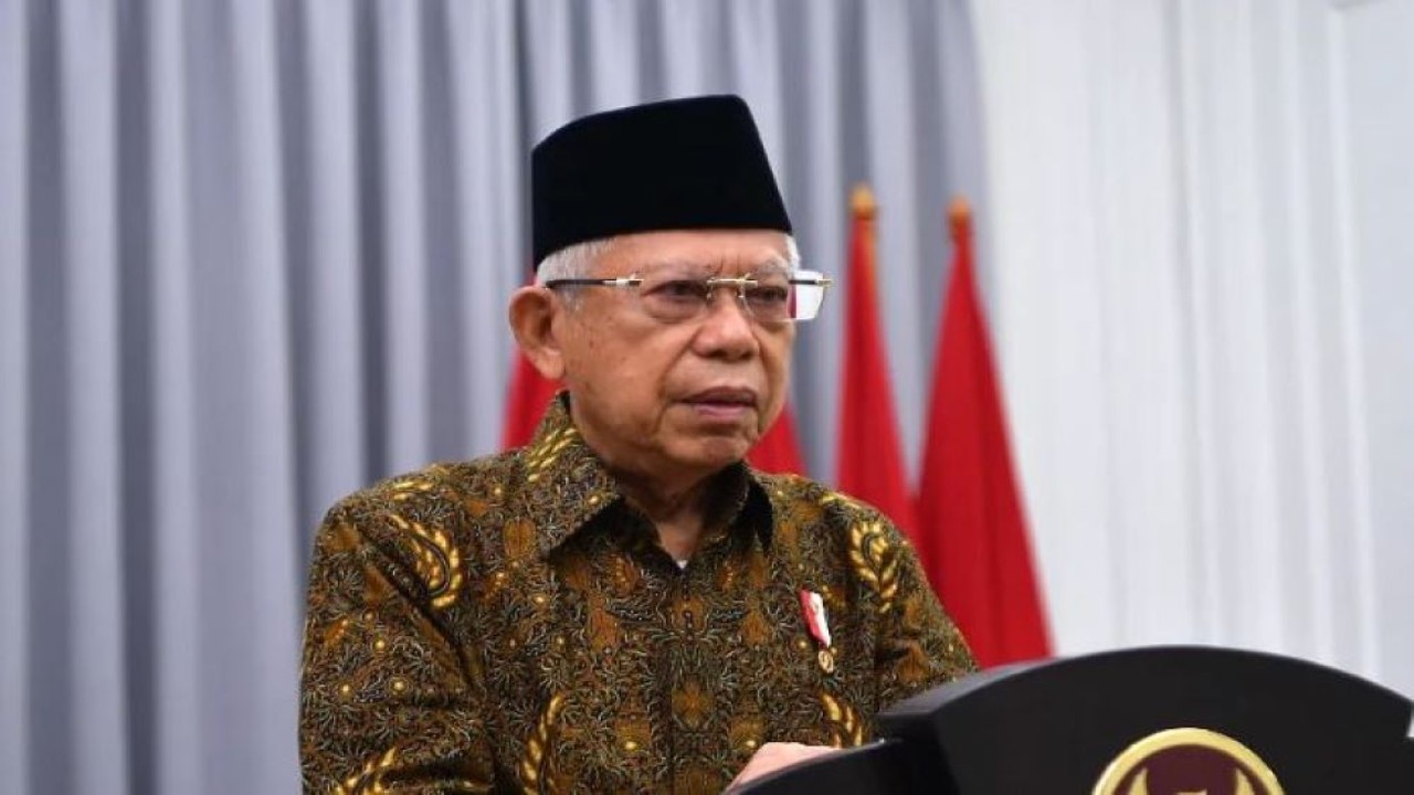 Wakil Presiden (Wapres) KH Ma'ruf Amin membuka secara virtual Indonesian SDGs Corporate Summit (ISCOS) Tahun 2022 yang diselenggarakan oleh Corporate Forum for CSR Development (CFCD) di Jakarta, Selasa (6/9/2022). (EP/AS-BPMI Setwapres)