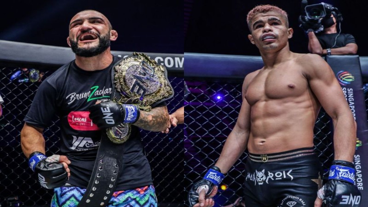 Petarung John Lineker (kiri) dan Fabricio Andrade (kanan) yang keduanya akan bertemu pada jejuaraan tarung bebas ONE Championship dengan tajuk ONE Fight Night 3 di Axiata Arena, Kuala Lumpur, Malaysia, Sabtu (22/10/2022). ANTARA/HO-ONE Championship
