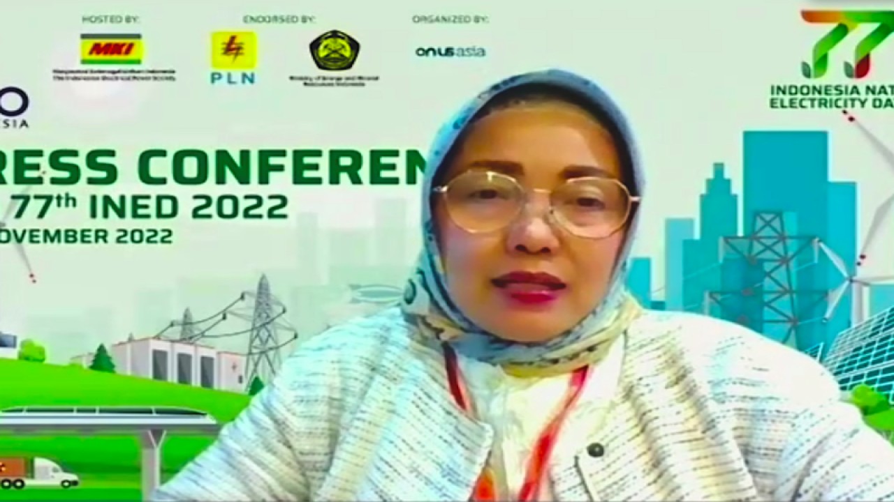 Tangkapan virtual Wakil Ketua Masyarakat Ketenagalistrikan Indonesia (MKI) Chairani Rachmatullah dalam konferensi pers rencana kegiatan Hari Listrik Nasional ke-77, Jakarta, Senin (14/11/2022). ANTARA/M. Baqir Idrus Alatas