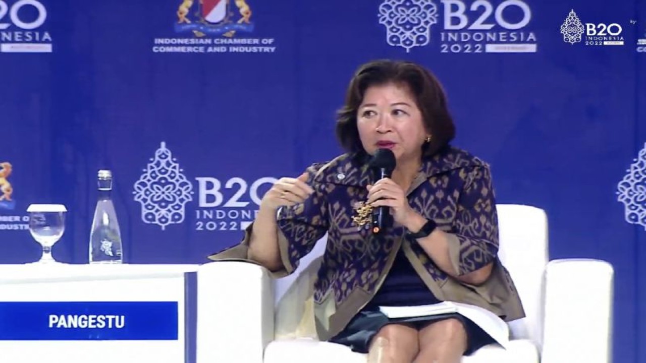 Tangkapan layar Direktur Pelaksana Pengembangan Kebijakan dan Kerja Sama Bank Dunia Mari Elka Pangestu dalam B20 Summit Indonesia 2022 di Nusa Dua, Bali, Senin (14/11/2022). ANTARA/AstridFaidlatulHabibah.