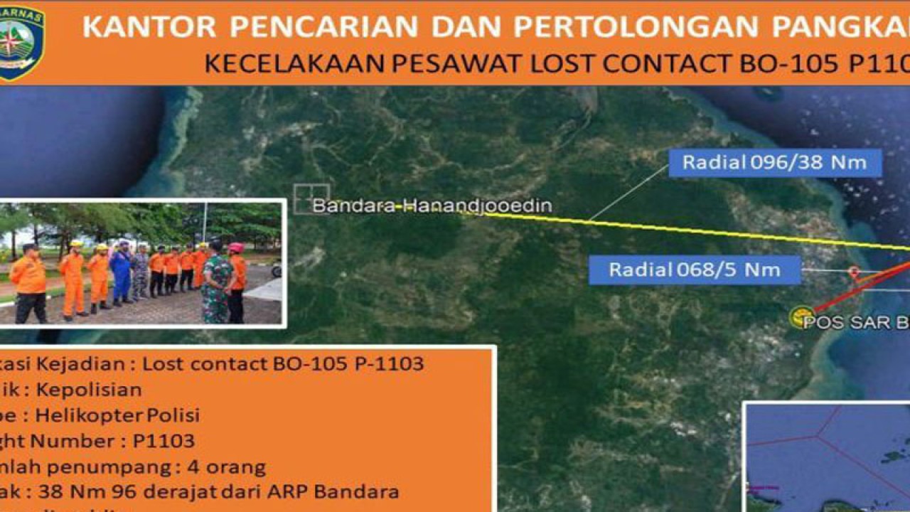 Ilustrasi, Posisi lokasi jatuhnya Helikopter tipe NBO-105 milik Polri di Perairan Belitung Timur. ANTARA (Antara)