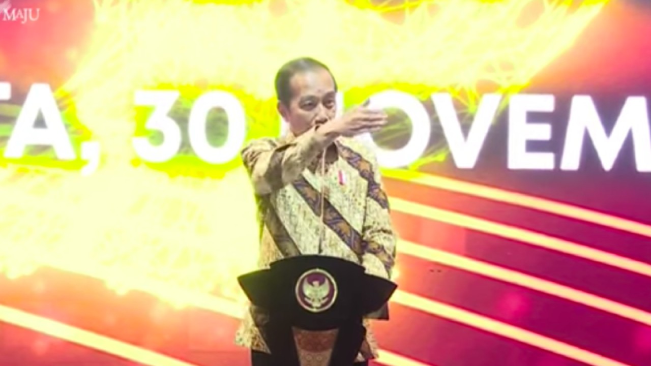 Tangkapan layar - Presiden Joko Widodo menghadiri Pertemuan Tahunan Bank Indonesia di Jakarta, Rabu (30/11/2022). (ANTARA/Indra Arief Pribadi)
