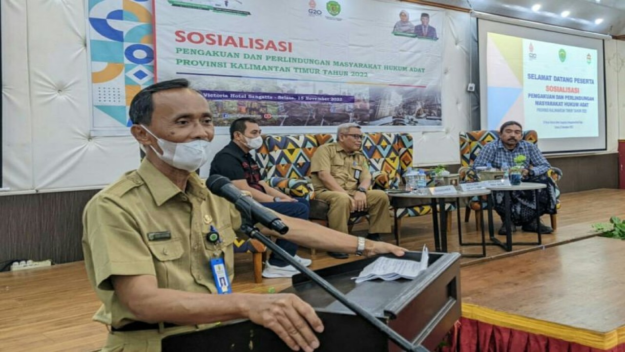 Kabid Pemberdayaan Kelembagaan dan Sosial Budaya Masyarakat DPMD Kaltim Noor Fathoni saat sosialisasi di Sangatta, Kutim, Selasa (15/11/2022). ANTARA/HO-Dokumentasi pribadi