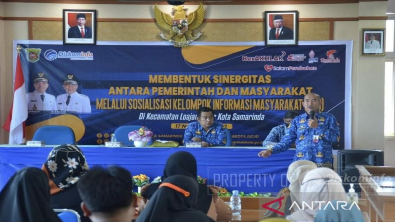 Kegiatan sosialisasi Kelompok Informasi Masyarakat oleh Diskominfo Samarinda, Kalimantan Timur di Kecamatan, Loa Janan Ilir. (Diskominfo Samarinda)