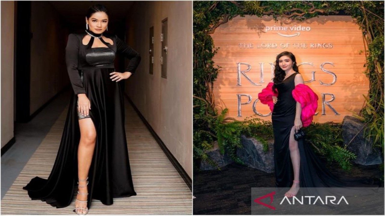 Kolase inspirasi berbusana ala Titi Kamal (kiri) dan Febby Rastanty (kanan). (ANTARA/HO/Stuart Weitzman)