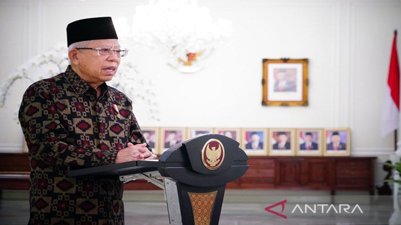 Arsip - Wakil Presiden Ma’ruf Amin memberikan sambutan secara daring pada Pembukaan Seminar Nasional Koalisi Masyarakat Sipil di Jakarta, Rabu (9/11/2022). ANTARA/HO-BPMI Setwapres/am.