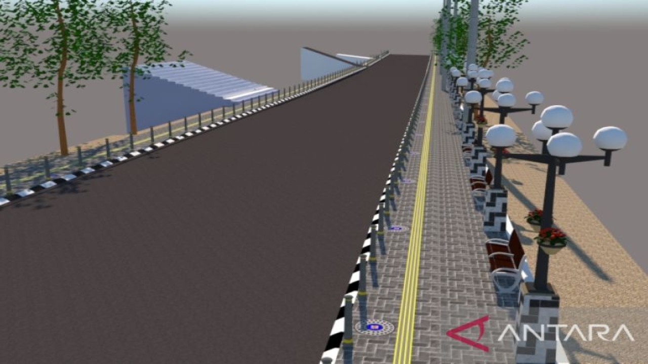 Maket pedestrian Hutan Kota Sungailiat, Kabupaten Bangka, Provinsi Babel. (FOTO ANTARA/Kasmono)