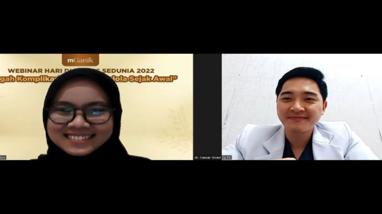 Webinar Hari Diabetes Melitus Sedunia 2022 bertajuk “Cegah Komplikasi Diabetes, Kelola Sejak Awal” yang digelar mGanik baru-baru ini. (ANTARA/HO/mGanik)