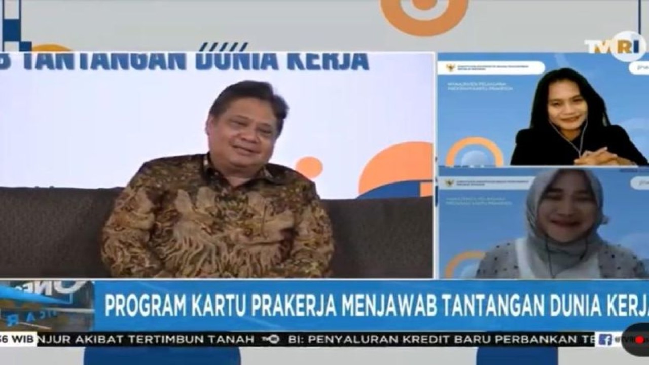 Menteri Koordinator Bidang Perekonomian Airlangga Hartarto dalam acara bertajuk “Program Prakerja Menjawab Tantangan Dunia Kerja” di Jakarta, Selasa (20/12/2022). ANTARA/HO-Kemenko Perekonomian.