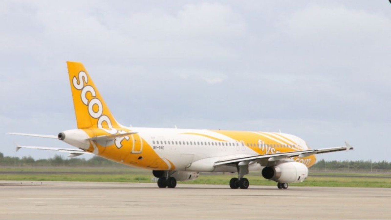Maskapai Scoot melayani penerbangan internasional rute Bandara Internasional Yogyakarta-Singapura. (ANTARA/HO-Humas Bandara Internasional Yogyakarta)