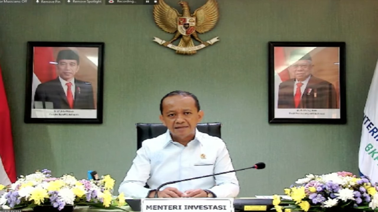 Tangkapan layar Menteri Investasi/Kepala BKPM Bahlil Lahadalia dalam acara Expose dan Launching Peta Peluang Investasi Tahun 2022, Jumat (16/12/2022). (ANTARA/Youtube Kementerian Investasi-BKPM)