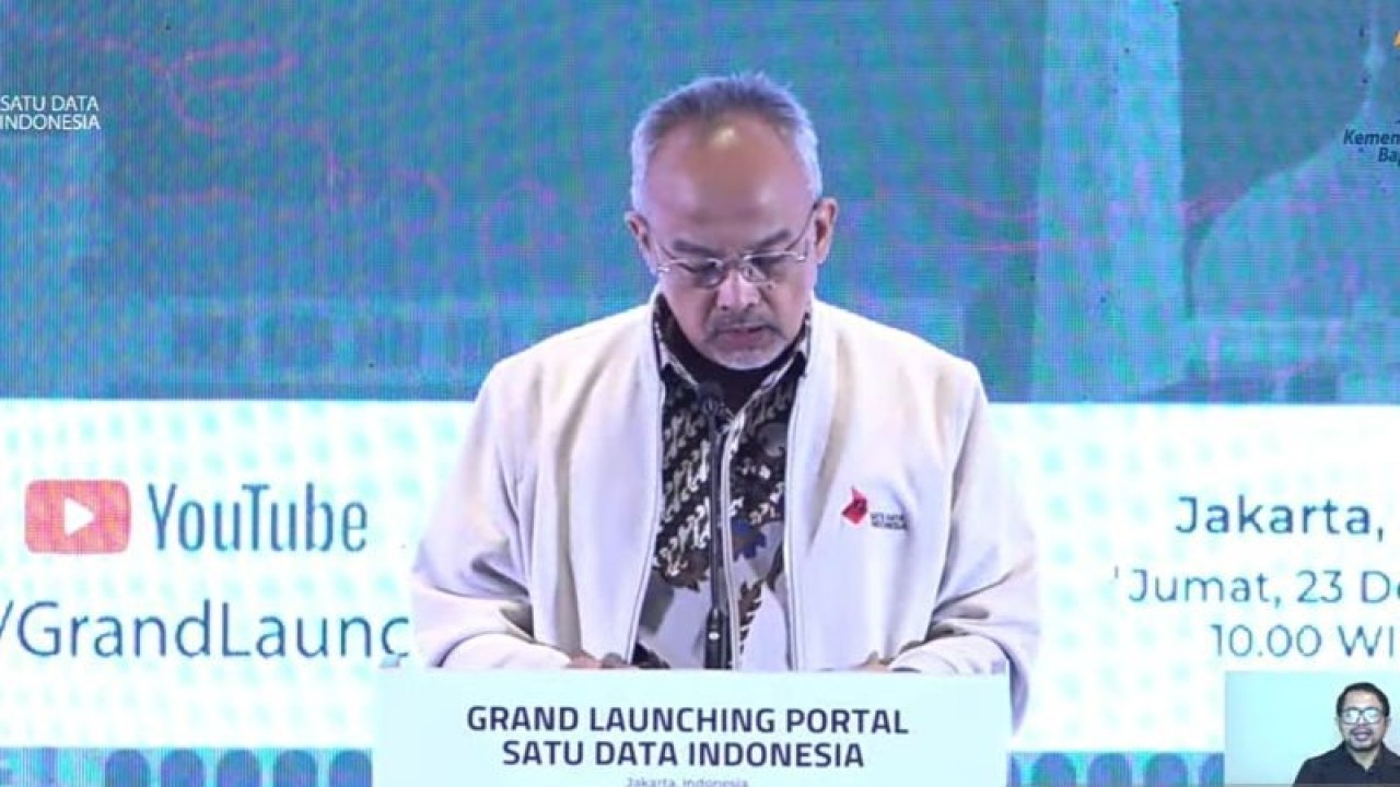 Tangkapan layar Staf Ahli Menteri Perencanaan Pembangunan (PPN/Bappenas) Bidang Pemerataan dan Kewilayahan Oktorialdi dalam Grand Launching Portal Satu Data Indonesia di Jakarta, Jumat (23/12/2022). (ANTARA/Sanya Dinda)