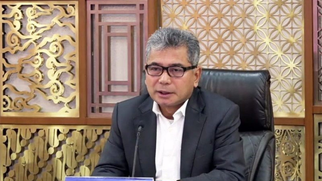 Direktur Utama BRI Sunarso dalam Konferensi Pers Kinerja Keuangan BRI Kuartal III Tahun 2022 yang dipantau secara daring di Jakarta, Rabu (16/11/2022). (ANTARA/Agatha Olivia Victoria/am.)