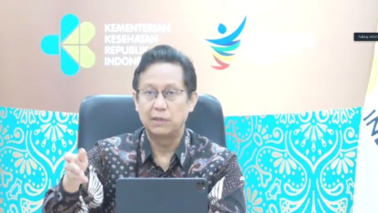Tangkapan layar Menteri Kesehatan Budi Gunadi Sadikin memberikan paparannya dalam diskusi secara daring dengan RS Prof. Ngoerah Bali dan RS PON tentang pengampuan stroke yang diikuti di Jakarta, Senin (26/12/2022) (ANTARA/Fitra Ashari)