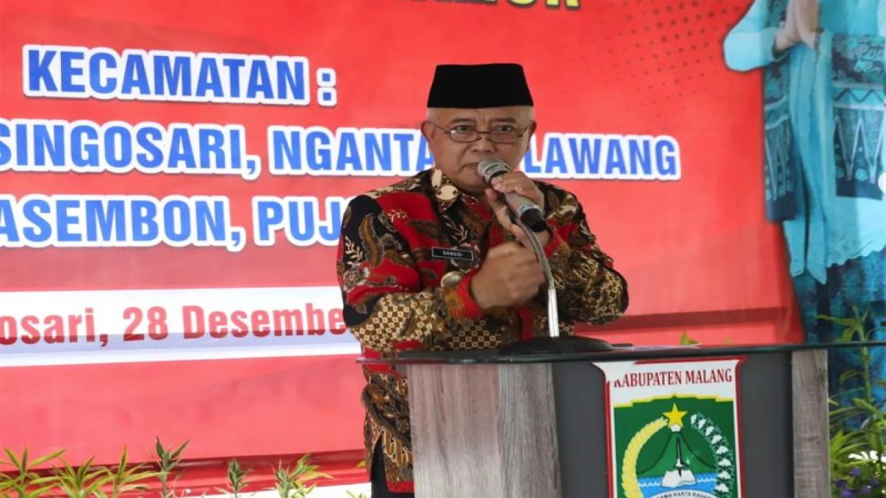 Bupati Malang M Sanusi pada saat memberikan pengarahan dalam kegiatan Monitoring, Evaluasi, Supervisi implementasi Pengembangan Anak Usia Dini Holistik Integratif (PAUD-HI), di Kabupaten Malang, Jawa Timur, Rabu (28/12/2022). (ANTARA/HO-Humas Pemkab Malang)