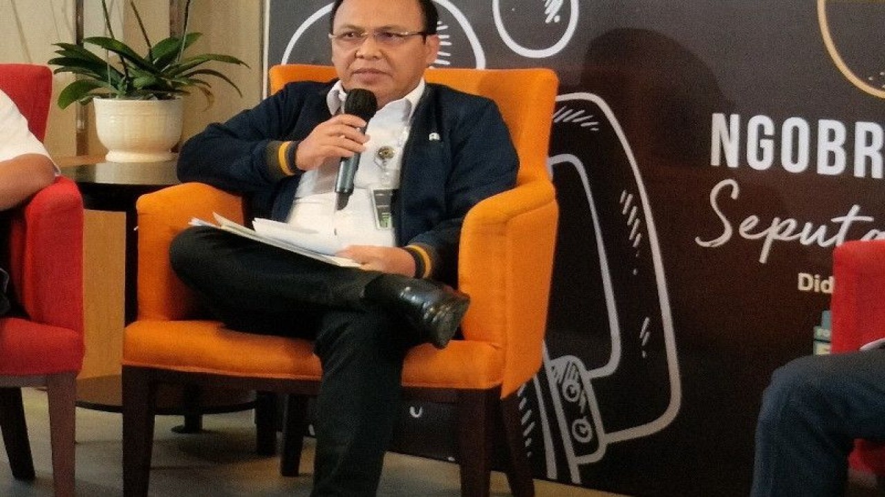 Direktur Utama Jasa Marga Subakti Syukur dalam acara Ngopi BUMN di Jakarta, Senin (12/12/2022). ANTARA/Aji Cakti