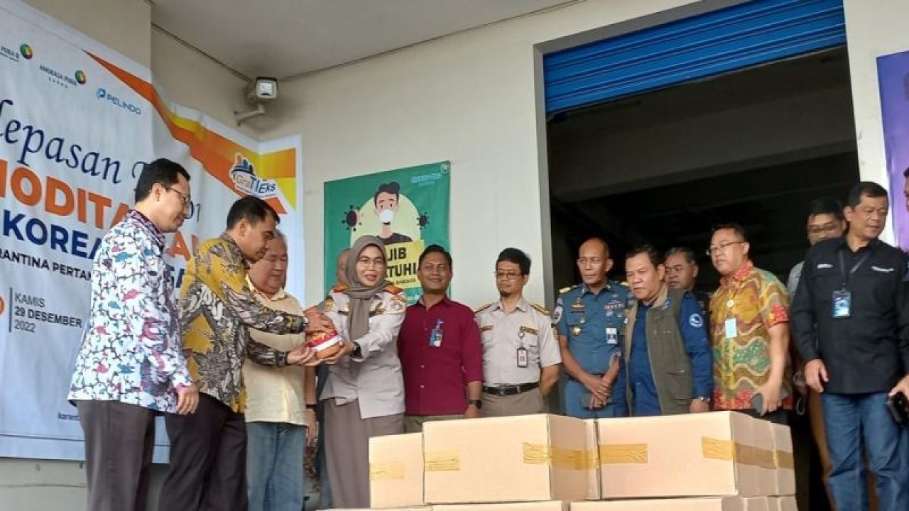 Ekspir perdana lada putih "Muntok White Papper" ke Korsel. (ANTARA/ Donatus Dasapurna)